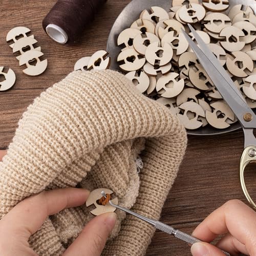 50pcs Wooden Hat Pom Poms Buttons, 20mm, Light Brown - color: Light Brown-A-50pcs