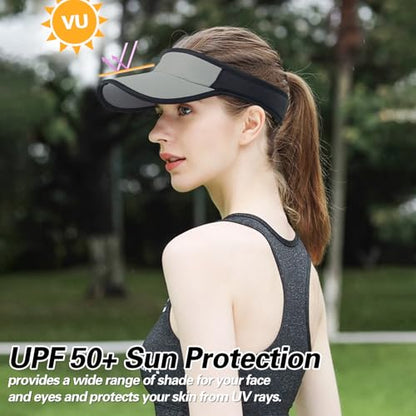 Sports Sun Visor Hat Men Women Foldable Brim Packable Running Golf Cap - color: Gray