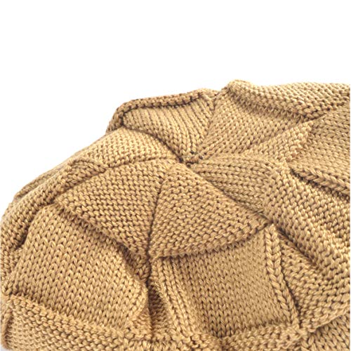 Ruphedy Mens Beanie with Brim Winter Hat Knitted Thick Fleece Visor Beanie - color: B322-khaki