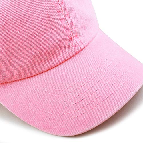 The Hat Depot 100% Cotton Pigment Dyed Low Profile Dad Hat Six Panel Cap - color: 1. Pink