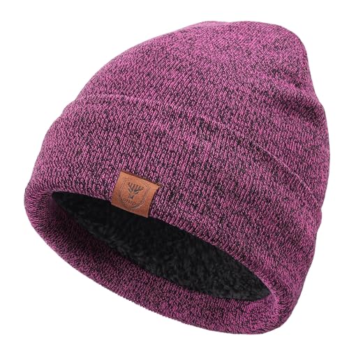 OZERO Mens Winter Hat, Fleece Lined Cuffed Beanie for Men and Women - color: Purple