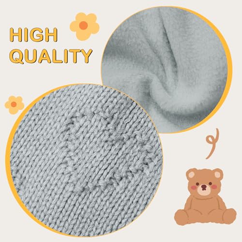 Durio Baby Winter Hat with Cute Pom Pom Earflap Warm Fleece Lining Baby Beanie for 6-24 Months Infant Toddler Boys and Girls - color: Light Grey, size: 6-12 Months