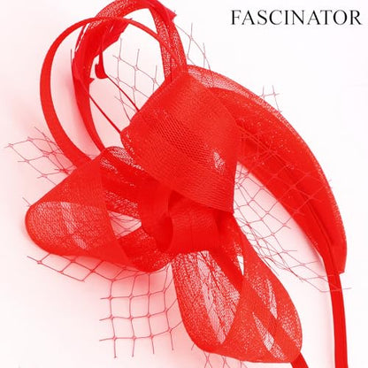 Fascinators Hats for Women, Fascinator Headband Tea Party Hat - color: Red