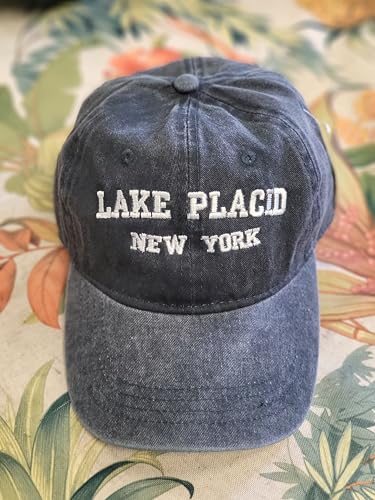 Lake Placid New York Embroidered Cotton Baseball Cap hat - color: Navy