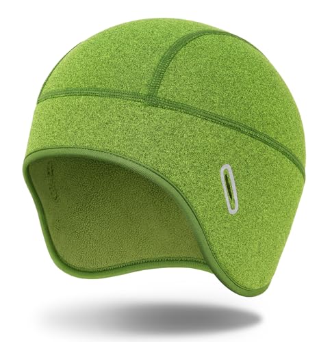MELASA Winter Helmet Liner Skull Cap with Glasses Slots - color: Emerald Green