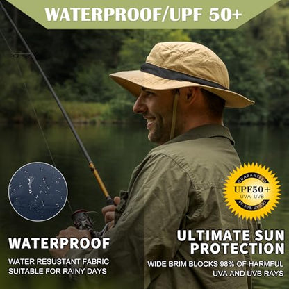 TOP-EX Oversized Waterproof Mesh Sun Hat for Big Heads with Wide Brim - color: Light Grey-2.7"brim, size: Medium-Large