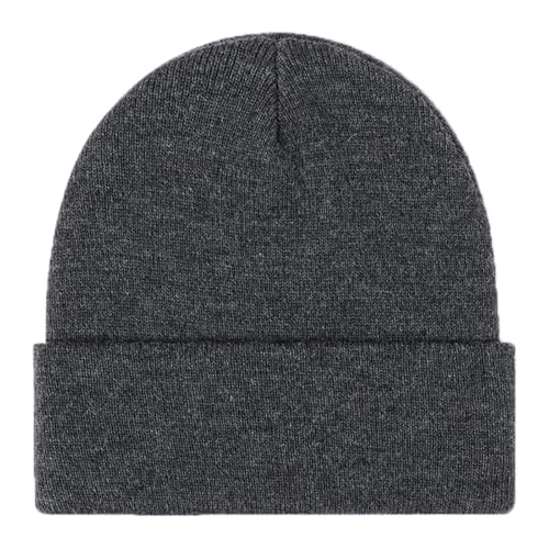 Rosoz Beanie for Men Women Cuffed Knit Hat Winter Beanies Skull Cap Unisex - color: Dark Gray