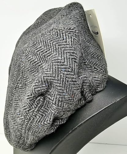 Traditional Men's Irish Flat Cap, 100% Wool Tweed, Made in Ireland - color: Grey, size: Medium