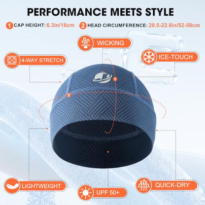 Fashion Cooling Skull Cap Sweat Control Breathable Helmet Liner 3-Pack - color: Black/Gray/Blue