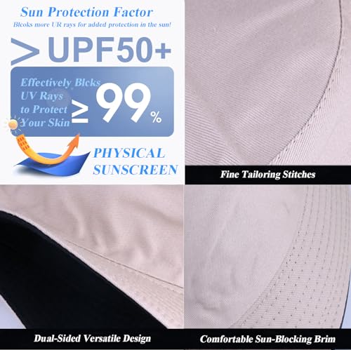 Gelante Reversible Bucket Hat for Men and Women - Cotton, Outdoor Sun Protection Bucket Hats. - color: Royal Blue/Black
