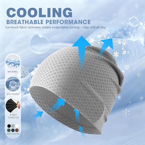 WTACTFUL 3-Pack Breathable Cooling Skull Cap for Men & Women Summer - color: Black+gray+blue
