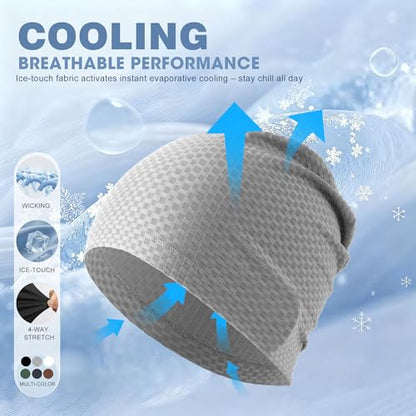 WTACTFUL 3-Pack Breathable Cooling Skull Cap for Men & Women Summer - color: Black+gray+blue