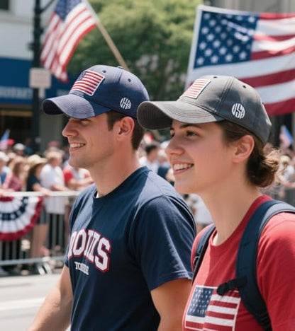 2-Pack USA Flag Hats for Men Baseball American Flag Hats for Men USA Cap USA Tactical Washed for Women - color: Black+nany