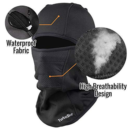 Ski Mask,Balaclava Mask,Wind Water Resistant for Cold Weather - color: Black
