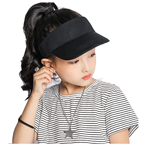 Toddler Sun Visor Girls Age 2-6, Kids Beach Visor Summer UV Protection Sport Cap for 6-12T - color: Black, size: 6-12 Years