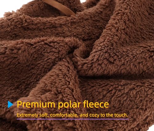 Connectyle Balaclava Hood Winter Hat for Men & Women Windproof One-Piece Fleece Hooded Scarf Ski Mask Cold Weather Hat - color: Brown