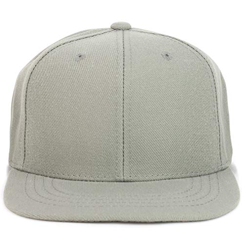 Armycrew Youth Kid's Solid Color Flat Bill Snapback Baseball Cap - color: Grey