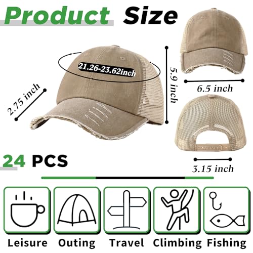 Suhine 24 Pcs Blank Trucker Hat Bulk,Unisex Baseball Cap - color: Khaki