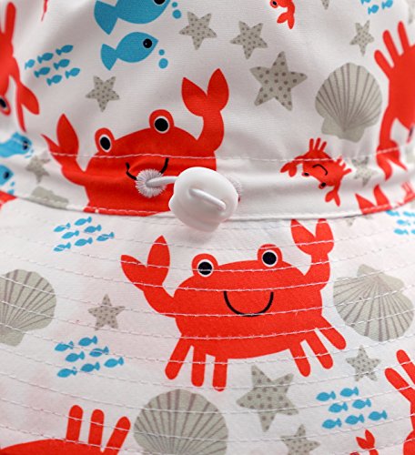 Home Prefer UPF50+ Wide Brim Sun Hat Boys Girls Sun Protection Hat Zoo Beach Swim Safari Bucket Hat for Baby Toddler Kid - color: Crab, size: 3-6 Months