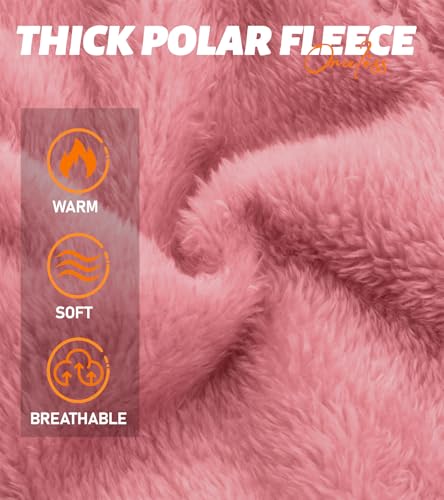 Winter Thermal Balaclava, Polar Fleece Hood Ski Mask for Women Men, Windproof Face Mask Cover Hat Neck Warmer Scarf Dark Pink