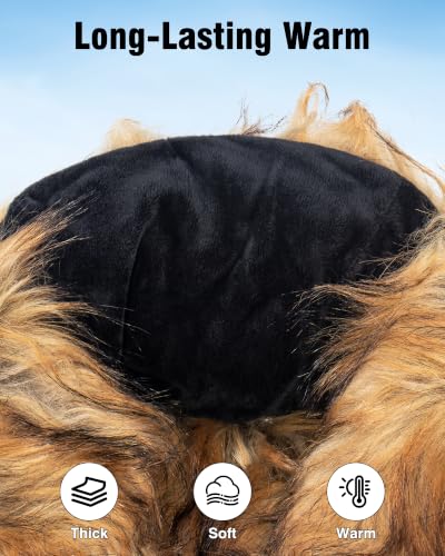 Peicees Faux Fur Russian Hat, Soft Ushanka Warm Winter Trapper Hat with Earmuffs for Men and Women - color: Raccoon Brown