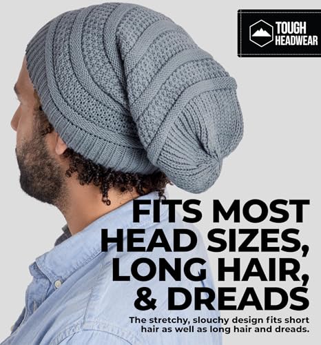 Tough Headwear Slouchy Oversized Beanie Hat - Warm Winter Hats for Women - Stretch Fit Mens Beanie - color: Light Gray