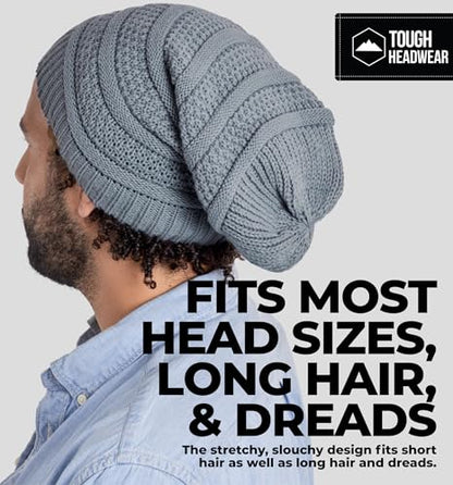 Tough Headwear Slouchy Oversized Beanie Hat - Warm Winter Hats for Women - Stretch Fit Mens Beanie - color: Light Gray