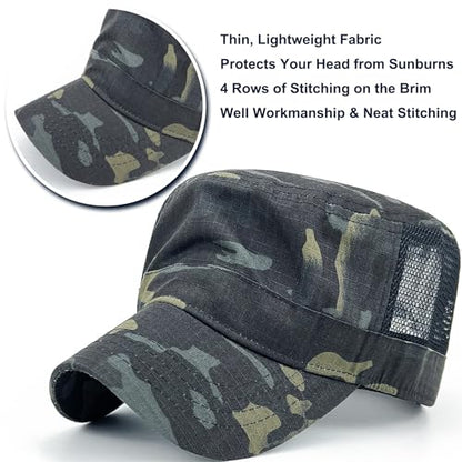 Loneshark Tactical Camo Military Hat Cadet Cap Army Flat Top - color: Back-mesh-multicam, size: X-Large-XX-Large