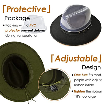 Lisianthus Women Belt Buckle Fedora Hat - color: Olive-green