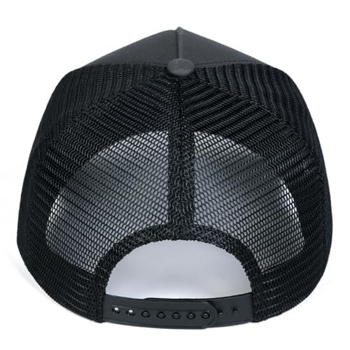American Flag Trucker Hat, Breathable Mesh Snapback Baseball Cap for Men Women - color: Dark Gray