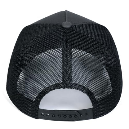 American Flag Trucker Hat, Breathable Mesh Snapback Baseball Cap for Men Women - color: Dark Gray