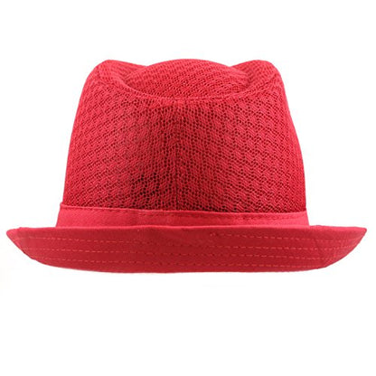 The Hat Depot Light Weight Classic Soft Cool Mesh Crushable Fedora hat - color: Red, size: Small-Medium