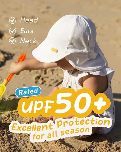 FURTALK Baby Sun Hat UPF 50+ UV Ray Sun Protection Cotton Toddler Hats for Boys Girls - color: 02-white, size: 0-6 Months
