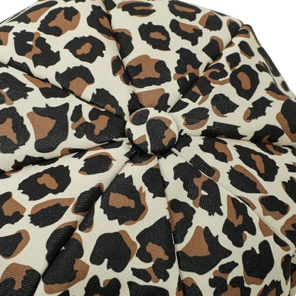 Newsboy Cabbie Baker boy hat Beret Cap for Women Pageboy Visor Paperboy Hat Sailor Fiddler Hat Adjustable - color: Leopard Beige