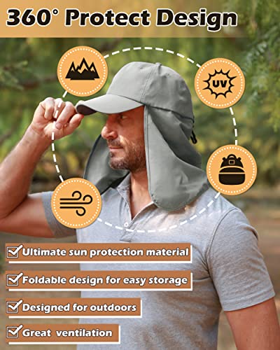 Tirrinia Wide Brim Sun Hat with Neck Flap for Men & Women - color: #3 Grey