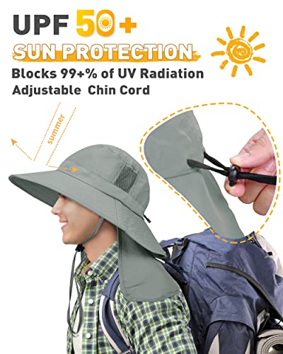 Tirrinia Neck Flap Fishing Safari Cap for Men - color: #1 Grey
