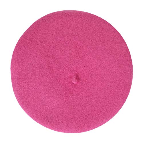 ZLYC Wool French Beret Hat Solid Color Classic Artist Cap for Women - color: Hot Pink