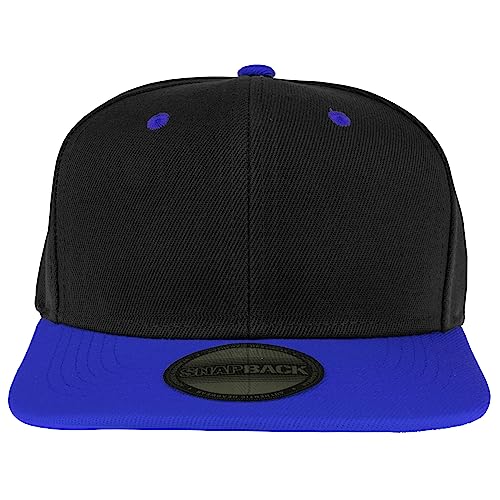 Gelante Plain Blank Flat Brim Adjustable Snapback Baseball Caps LOT 6 Pack - color: Black/Royal