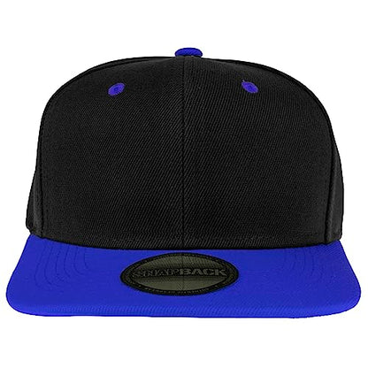 Gelante Plain Blank Flat Brim Adjustable Snapback Baseball Caps LOT 6 Pack - color: Black/Royal