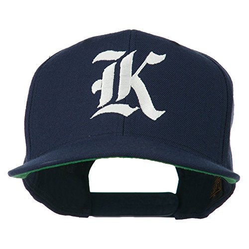 Old English K Embroidered Flat Bill Cap - color: Navy