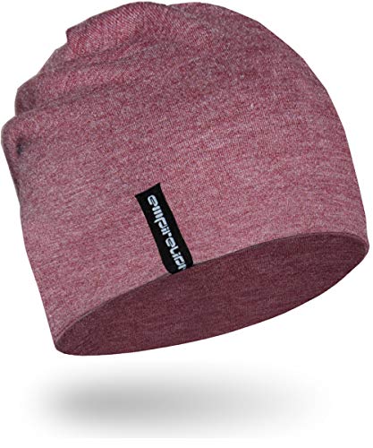 EMPIRELION Mens Running Beanie Hat, 9" Lightweight Helmet Liner Skull Cap - color: Ruby Wine Mel.