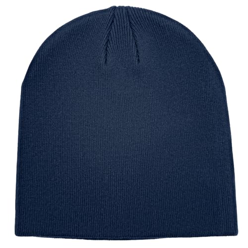 vidsel 100% Cotton Beanie Hat for Men Women, Soft Cuffless Knit Skull Cap - color: 1pc-navy Blue