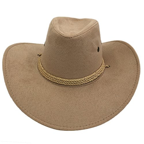Men's Outback Faux Felt Wide Brim Western Cowboy Hat - color: Beige1