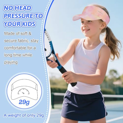 Kids Sun Visor Hats for Girls Boys, Packable Cooling Stretchy Visor - color: Peach