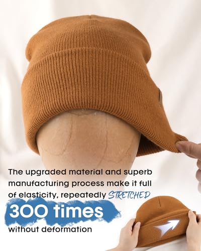 FURTALK Beanie for Men Women Cuffed Thick Knitted Winter Hat Skull Cap - color: Brown