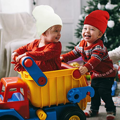 UTTPLL Baby Boy Girl Knit Warm Baby Hats Thick Soft Toddler Beanies Slouchy Ribbed Cuffed Beanie for Boys Girls - color: Red