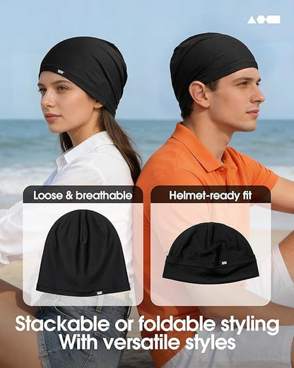 2-Pack Cooling Mesh Skull Cap Helmet Liner Running Cycling Work Men Women - color: Black + Black