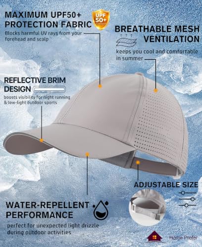 Home Prefer Reflective Water Repellent Quick Dry Airy UPF50+ Sun Hat for Men Women Outdoor Sports Baseball Caps Unisex - color: Light Grey