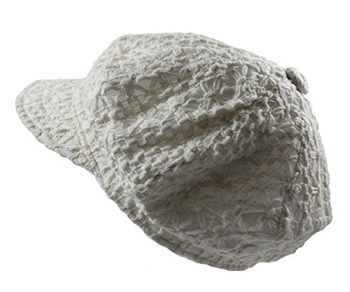 Ladies Summer Crochet Newsboy Hats (Ivory)