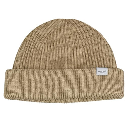 Clakllie Trawler Beanie Watch Hat Knit Cuffed Skullcap Roll-up Edge Stocking Hats Rolled Cuff Knitted Hat Ski Cap - color: Cdus-hkn01-khaki